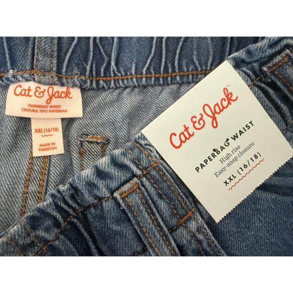 Cat & Jack Medium Wash High Rise Paper Bag Jean Denim Shorts Size XXL 16/18 - Picture 4 of 4